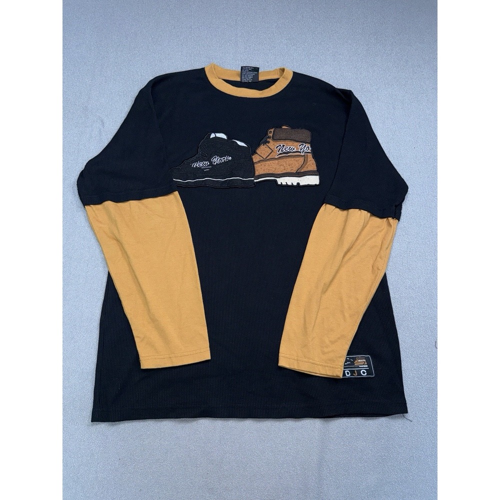 Y2K DJC Designer Jeans Co 2XL Thermal Shirt New York Sneakers Streetwear